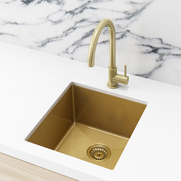 Meir Kitchen Sink Single bowl 380x440 Brushed Bronze Gold