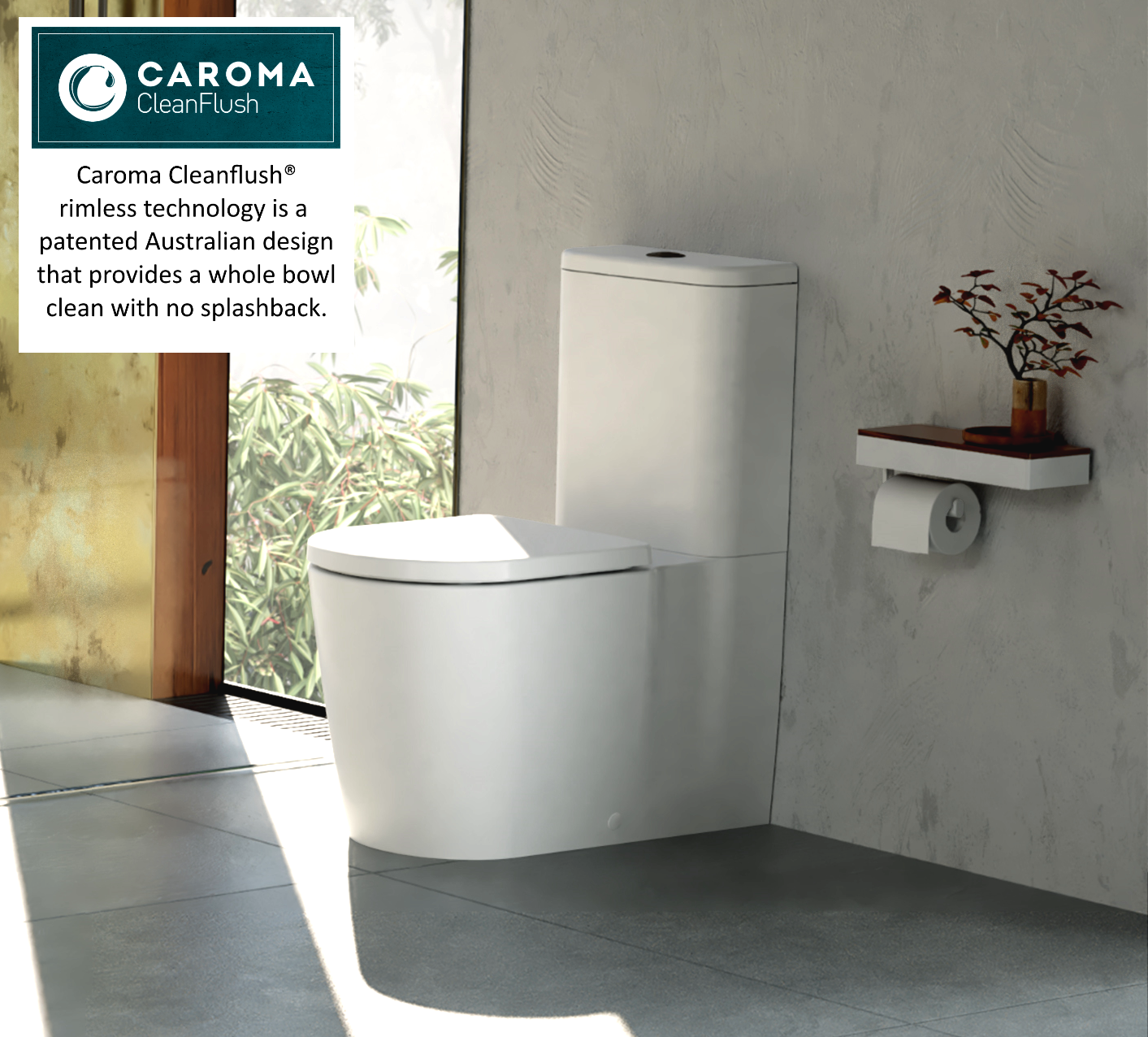 Caroma Elvire Cleanflush® Wall Faced Close Coupled Toilet Suite (Back Entry)