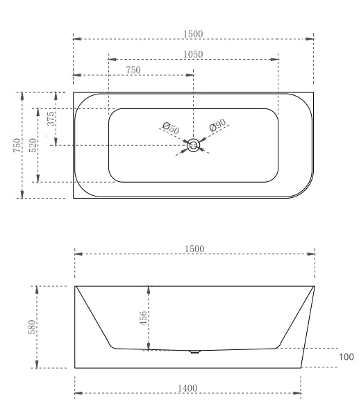 Cassadesign Ashton LH Corner Back To Wall Freestanding Bath