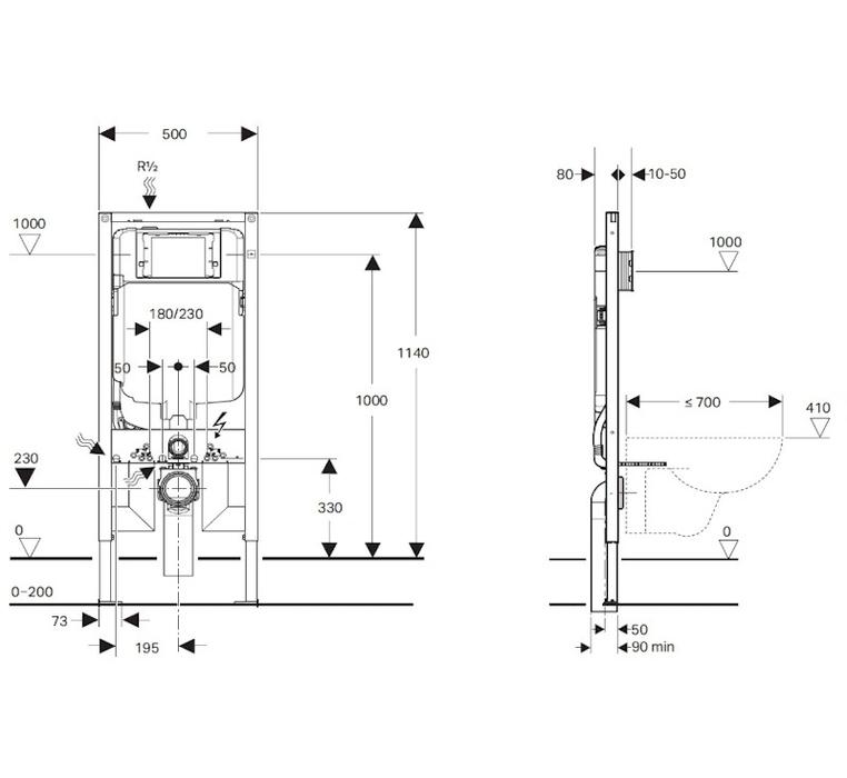 Geberit Sigma 8 DuoFix Conealed Cistern for Wall Hung Pans