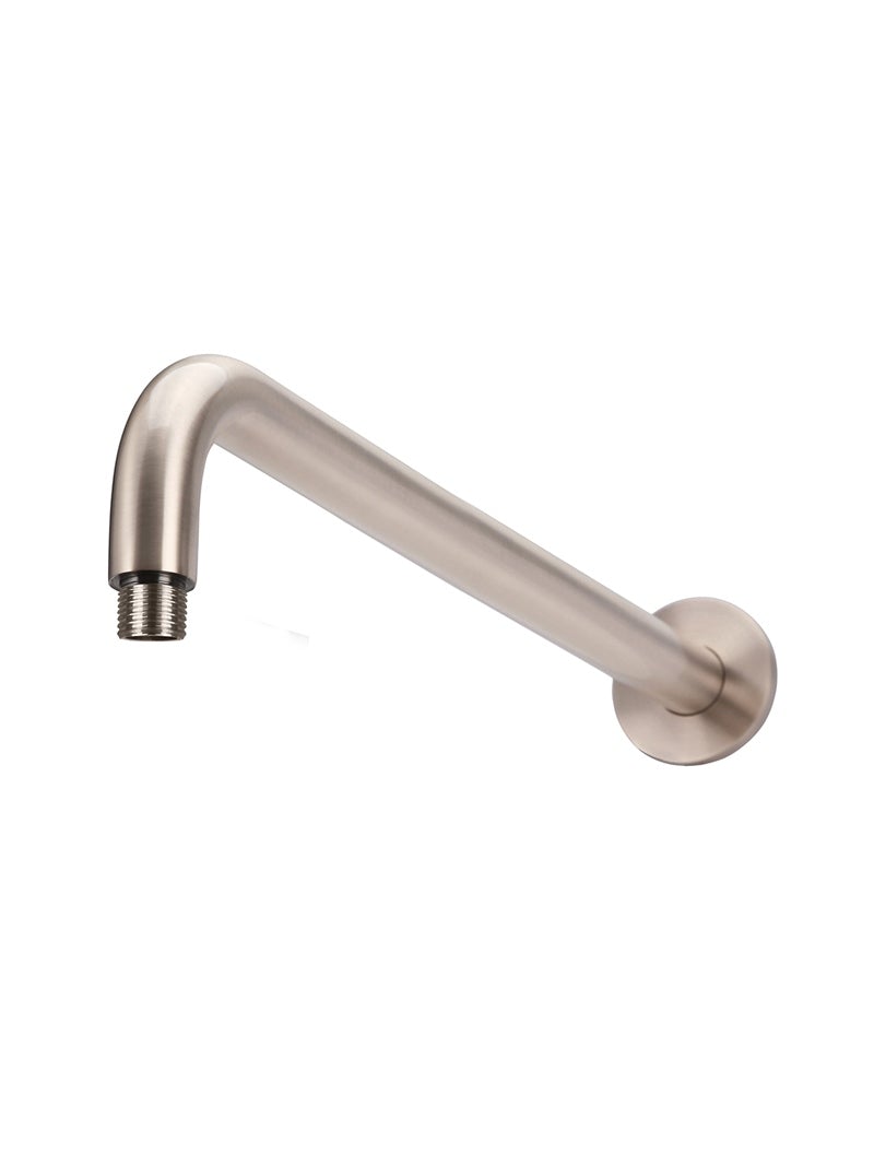 MEIR ROUND WALL SHOWER CURVED ARM 400MM BRUSHED ROSE GOLD
