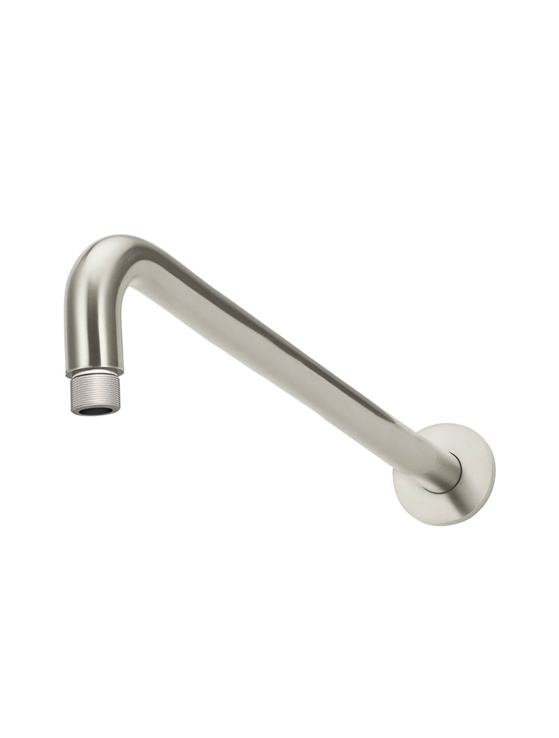 MEIR ROUND WALL SHOWER CURVED ARM 400MM BRUSHED NICKEL