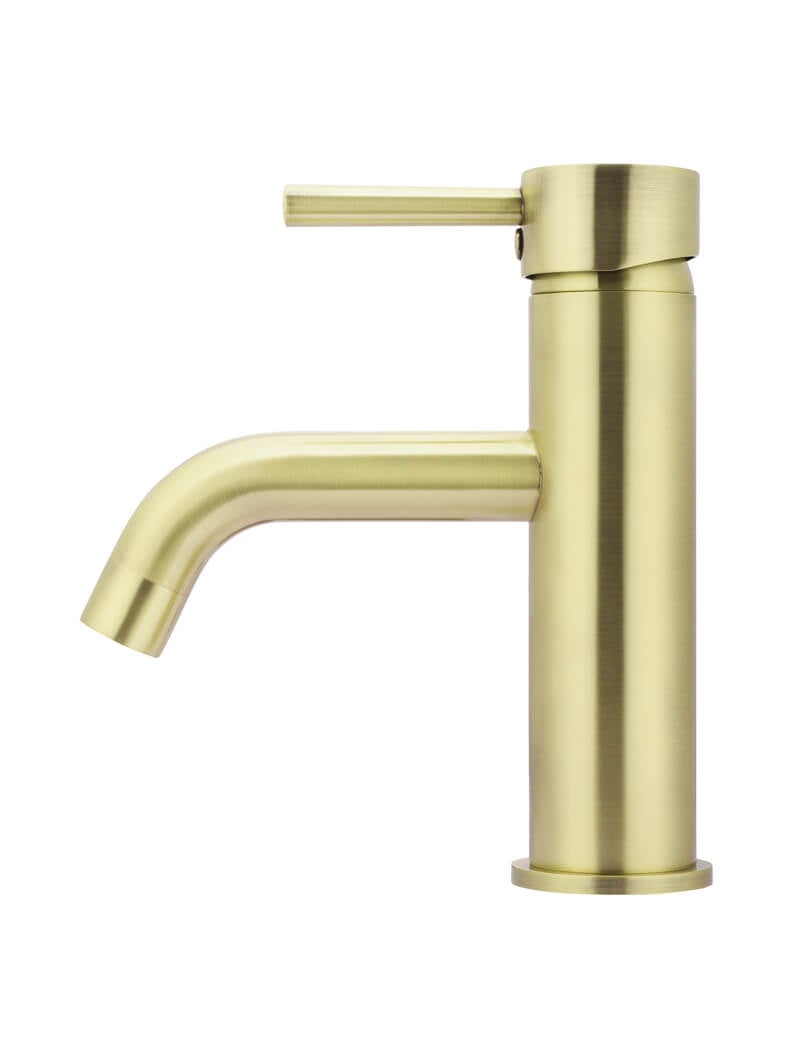 Meir Round Basin Mixer Curved Brushed Brass