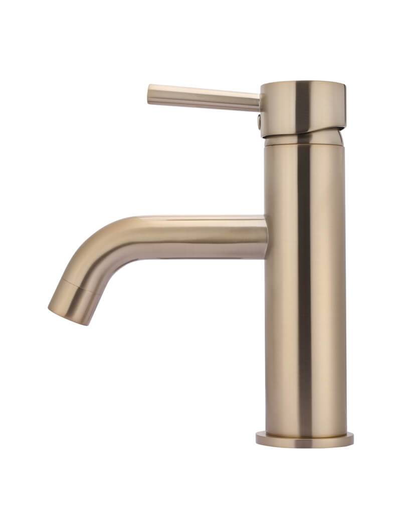 Meir Round Basin Mixer Curved Brushed Rose Gold