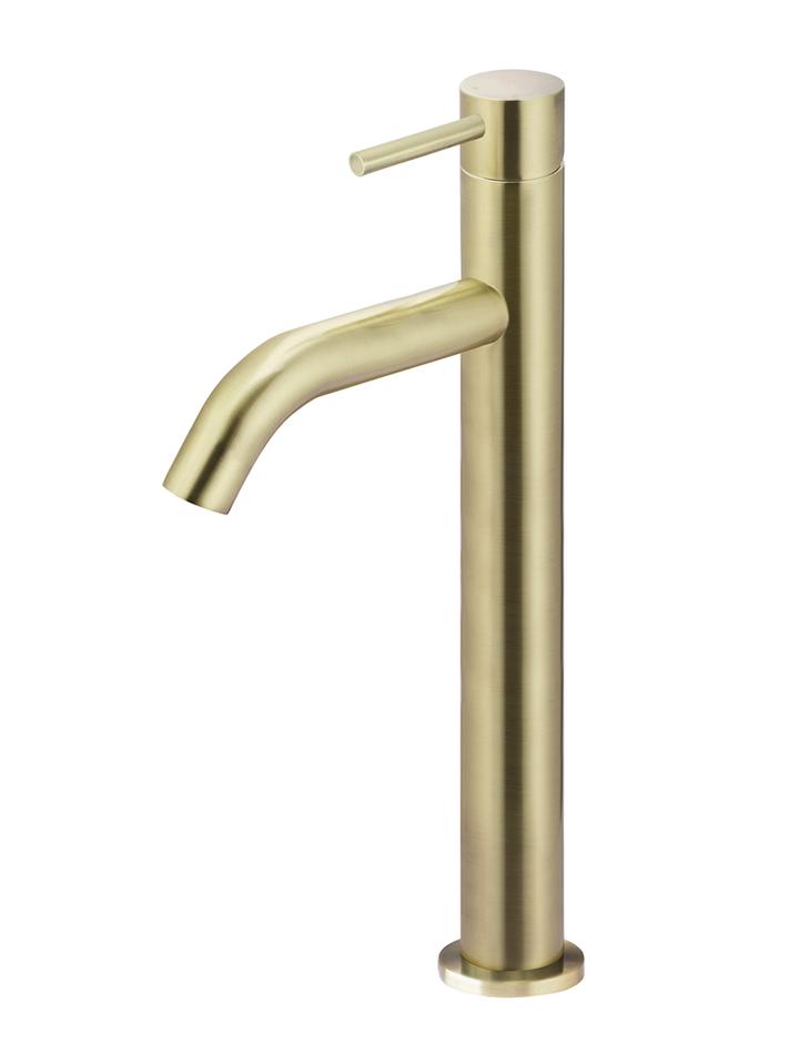 Meir Piccola Tall Basin Mixer Tap 130mm Spout - Brushed Brass
