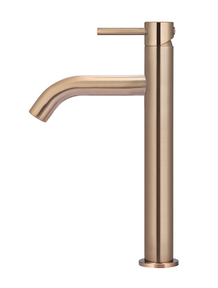 Meir Piccola Tall Basin Mixer Tap 130mm Spout - Brushed Rose Gold