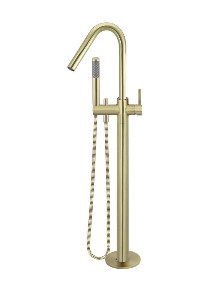 Meir Round Freestanding Bath Spout & Hand Shower Brushed Brass