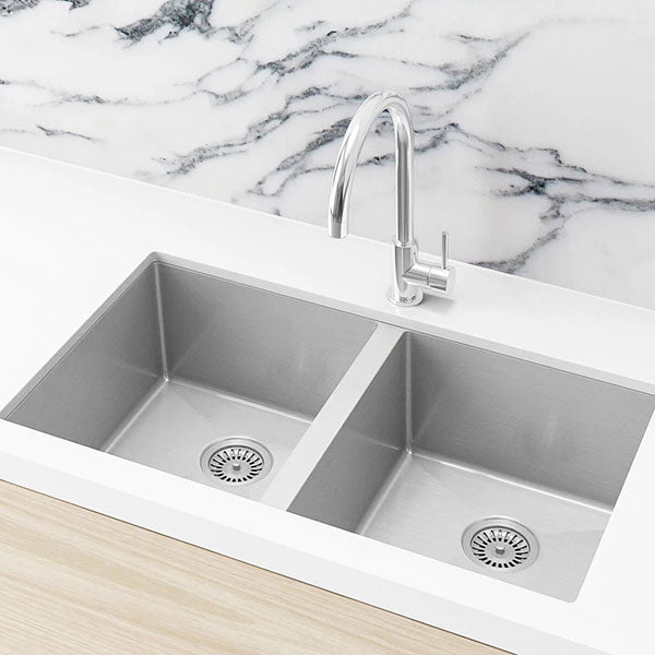 Meir Kitchen Sink Double bowl 760x440 PVD Brushed Nickel