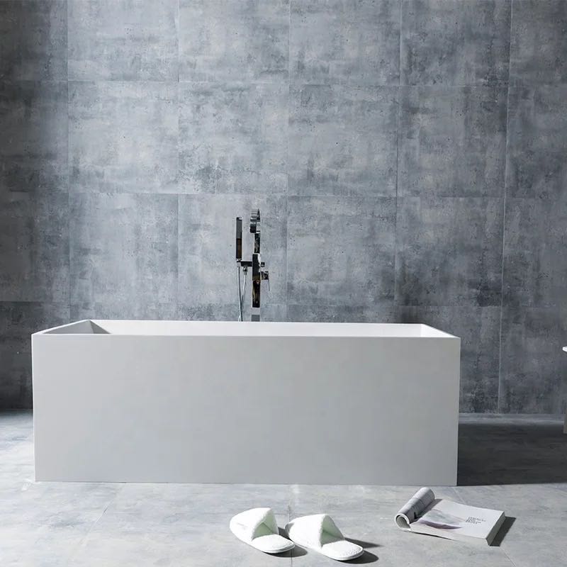 Cassadesign Multi-Square Gloss White Freestanding Back to Wall Bath