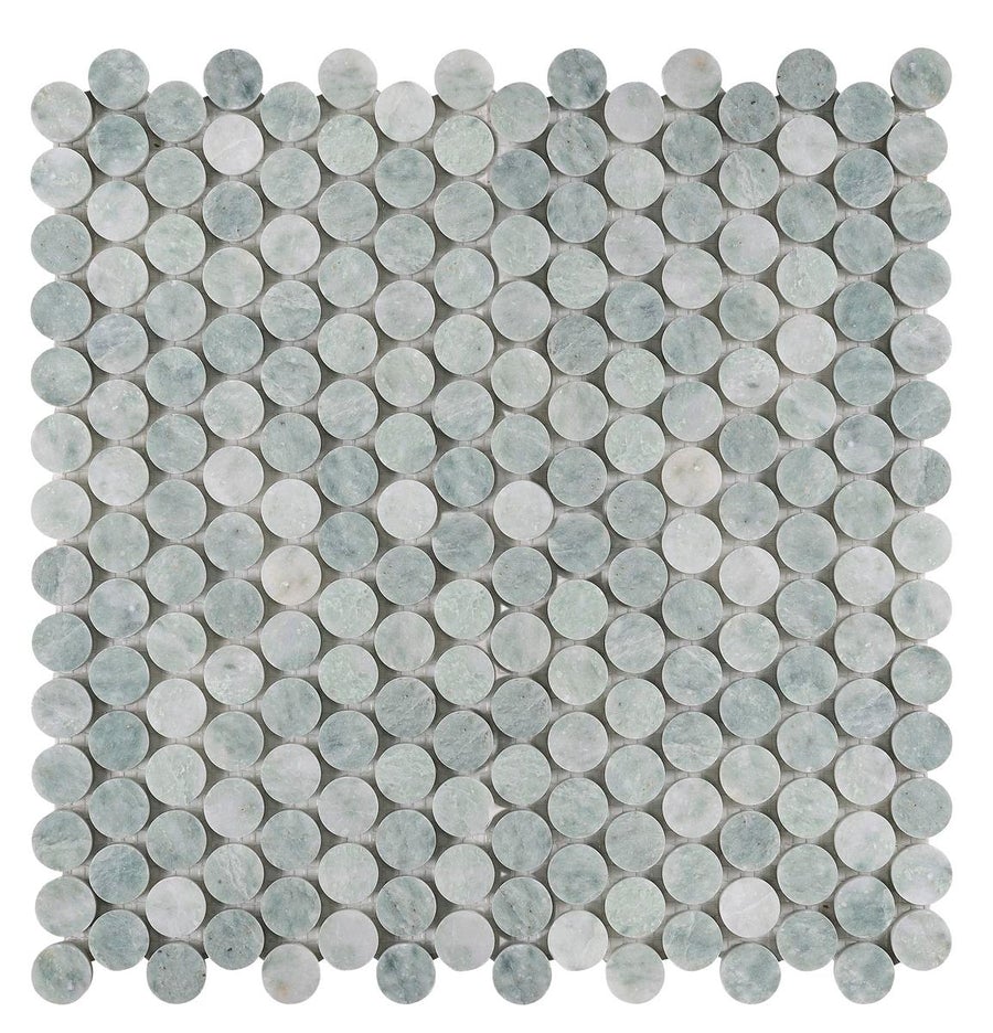 Penny Round Orient Green Honed Mosaic 305x305x10mm