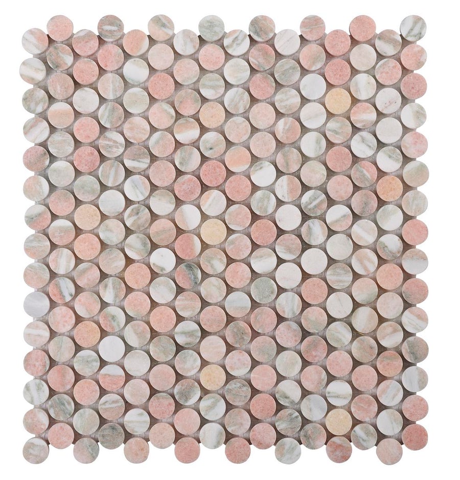 Penny Round Norwegian Rose Mosaic Honed 305x305x10mm