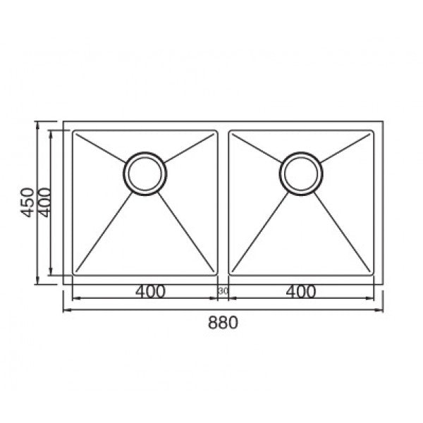 Newton 880x450 Double Bowl Stainless Steel Sink