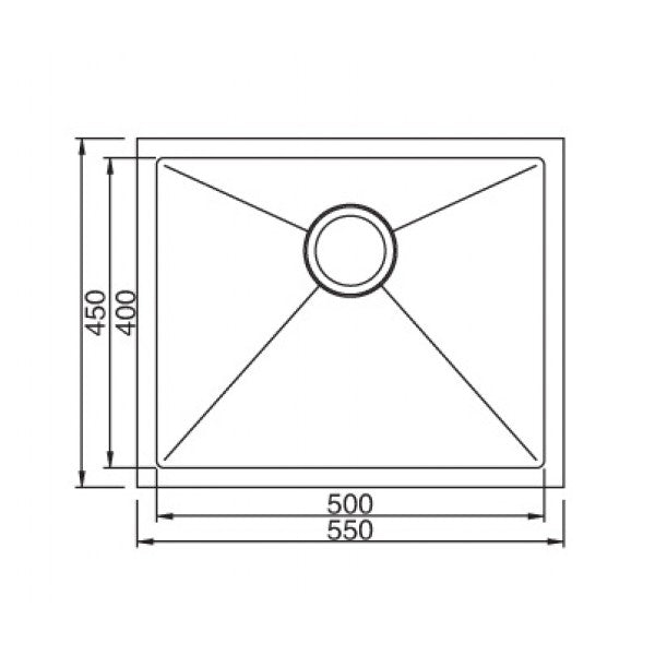 Newton 550x450 Single Bowl Stainless Steel Sink