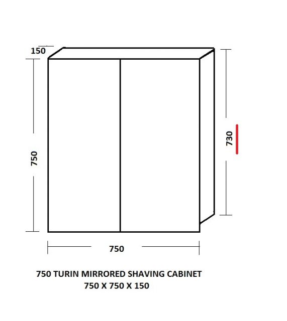 Ledin Turin 750mm Mirrored Shaving Cabinet