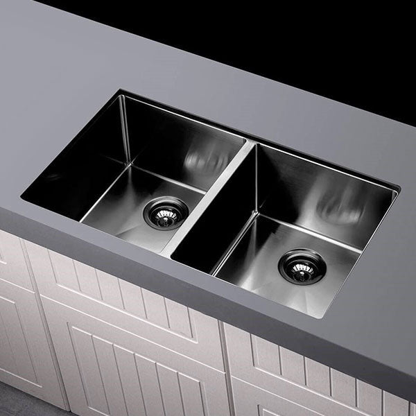 Meir Kitchen Sink Double bowl 860x440 Gunmetal Black