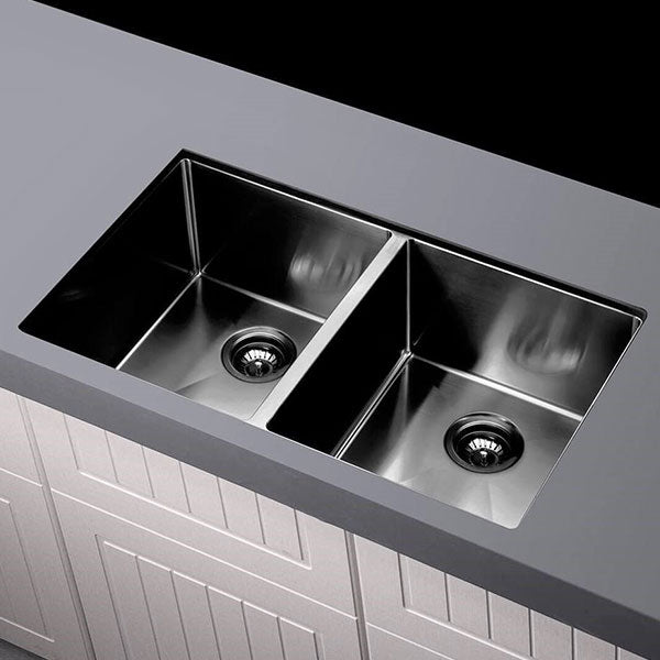 Meir Kitchen Sink Double bowl 760x440 Gunmetal Black