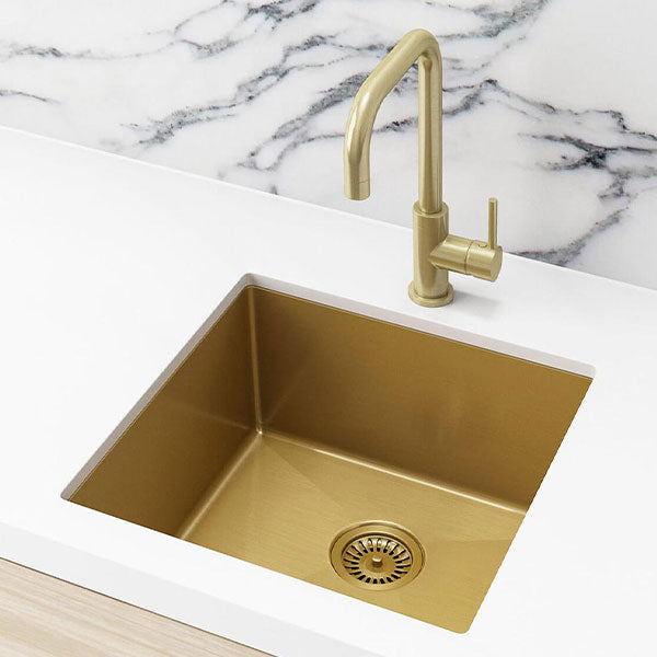 Meir Kitchen Sink Single bowl 450x450 Brushed Bronze Gold