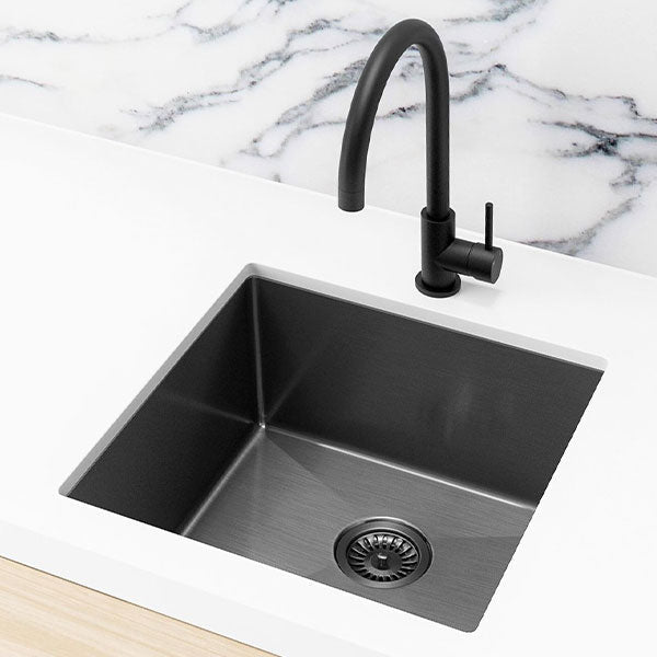 Meir Kitchen Sink Single bowl 450x450 Gunmetal Black