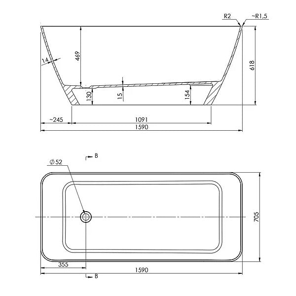ADP Utopia 1600mm Freestanding Bath
