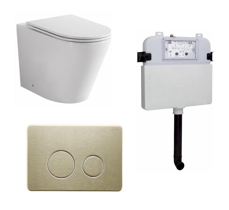 Zumi Java In-Wall Toilet Package Brushed Gold Flush Plate